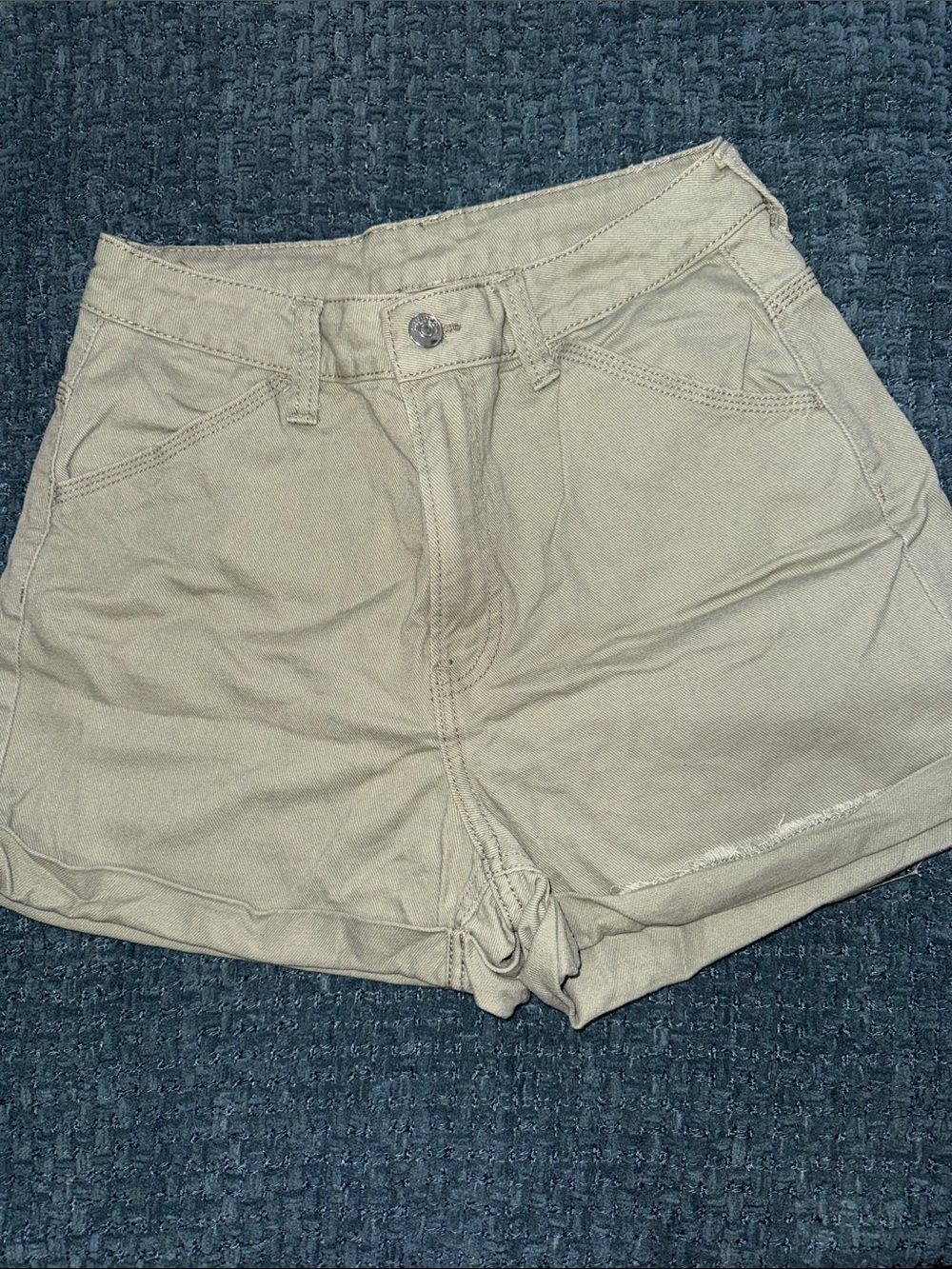 H&M Light Beige High-Waist Denim Shorts